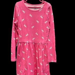 Girls knit dress size 12. Carter's. Long sleeved. Knee length. EUC. Pink unicorn